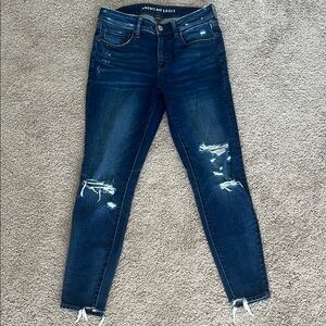 American Eagle Outfitters Women's Distressed Jeggings Blue Jeans